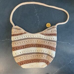 The Sak Tan Light Beige Crochet Boho 90’s Y2K Shoulder Bag Purse size Medium
